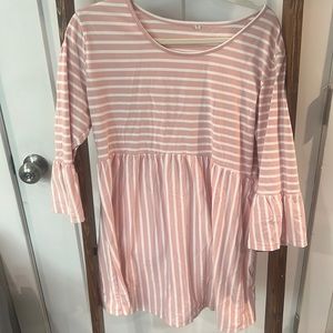 Pink and white comfy stripe maternity shirt